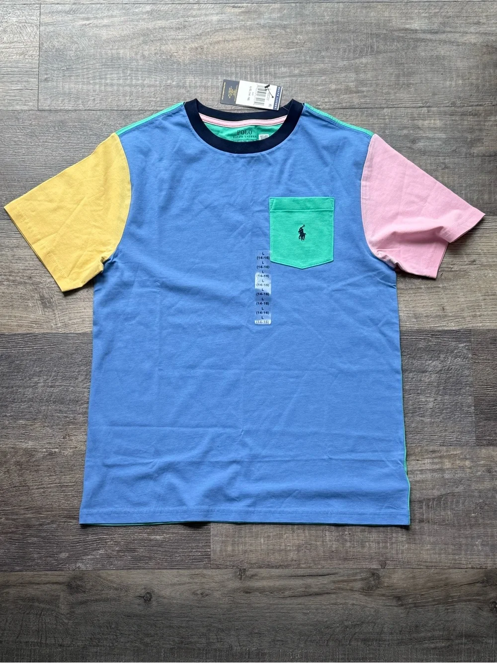 Ralph Lauren Colorblock Pocket Tee - Blue/Yellow/Pink/Green